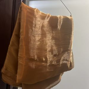 6 Mt Tusaar Silk Golden Fabric New Beautiful