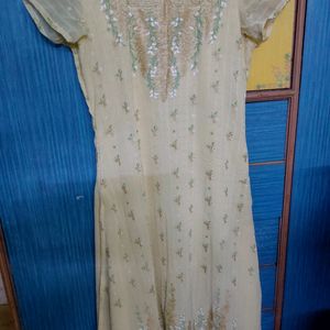 Yellow Embroidery Square Neck Kurta Set