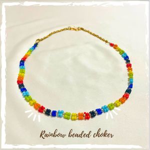 🌈 Rainbow Beaded Choker