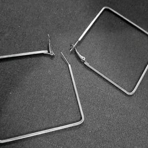 Black Oxidised Square Hoop Earrings