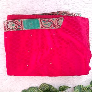 Casual Red Saree (Women)