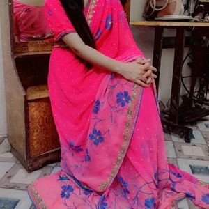 Beautiful Two Shades Colored Saree Easy To Wear