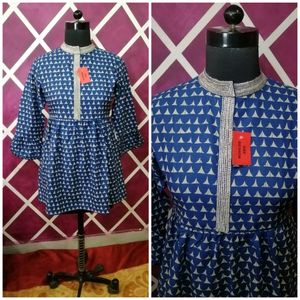 Blue Embroidery Kurti