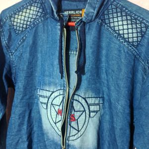 Totally New Denim Hoodie Collar Shirt/Jacket