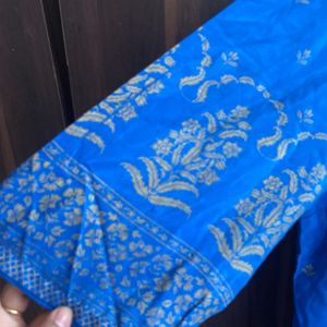 Blue And Golden Print Kurta