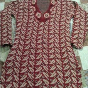 Woolen Mehroon Kurti