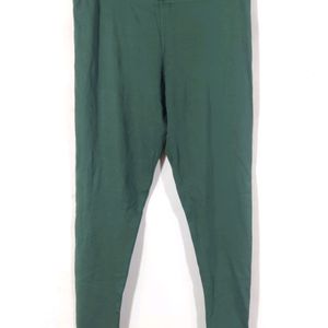 Green Plain Ankle Length Leggings (Women's)