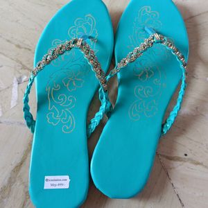 Sea Green Colour Sandals For Women And Girls