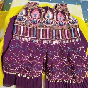 Cute Purple Sharara Suit Set, Ready To Wear