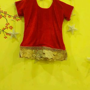 Red Velvet Lehanga Top For Kids♥️