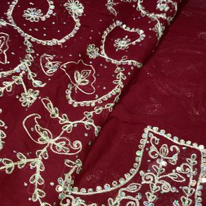 RED PURE georgette SAREE LIKE NEW