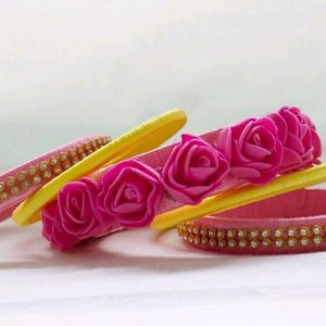 Silk Thread Jewellery  With Rose Petal Bangle