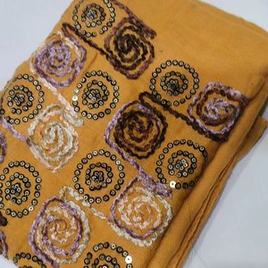 Mustard Embroidery Scarf!!