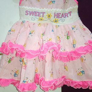 Baby Pink Colour Cotton Frock