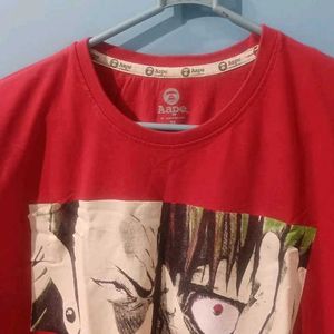 Anime Printed Red Tshirt