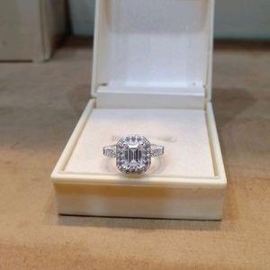 Ziriconia Diamond Ring Pure Silver