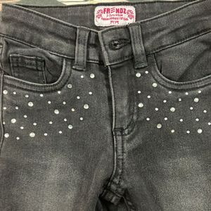 Black Studded Kids Jeans