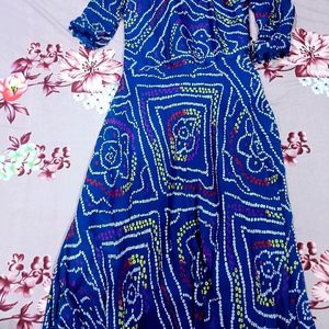 Blue Bandhni Long Gown