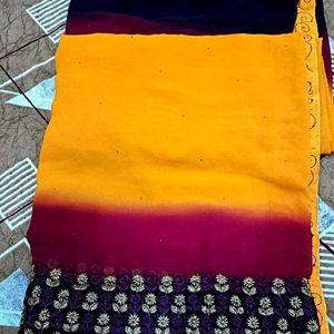 Beautiful Two Shaded  Saree With Blouse