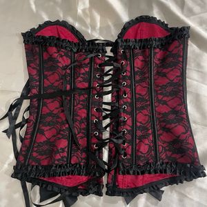 Gothic Dark Feminine Red & Black Corset