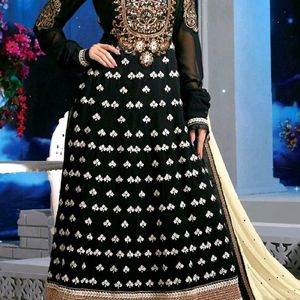 Black Anarkali with Churidar 🐈‍⬛🖤