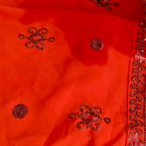 Orange Sequence Saree