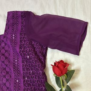 Purple Embroidery Kurti