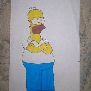 Simpsons Characters Drawing With Sketch Pen