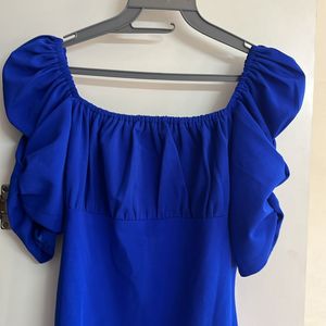 Gorgeous Blue Bodycon Dress With Puffy Sleeves