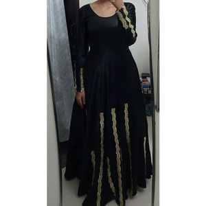 Long Black Gown With Stitched Cancan