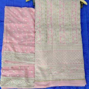 Peach Chikenkari Soft Suit Material