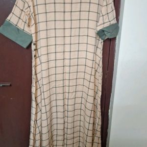 Checked A Line Kurta