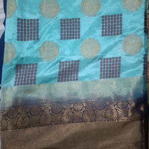 Banarasi Silk Saree With Check Printed