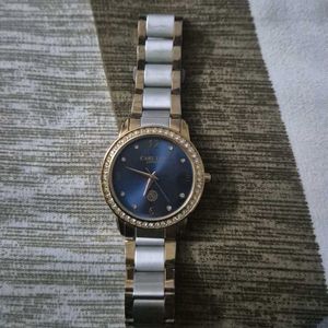 Womens Carlton London Silver Golden Watch