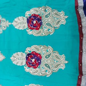 Blue Colour Anarkali Design Kurta With Dupatta