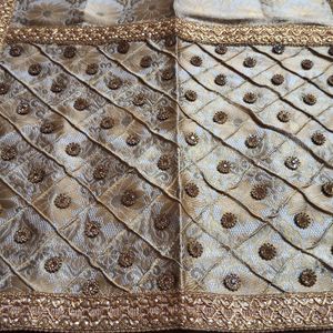 Golden Flower Shawl (Dupatta)