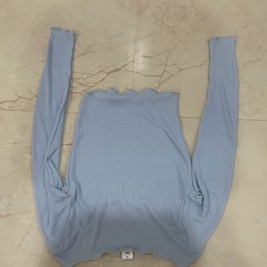 SSS Beautiful Long Sleeve Blue Ribbed Fitted To