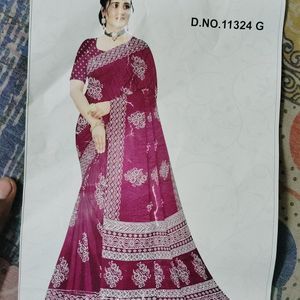 A Purple Saree With Blouse Piece Of 12 hand