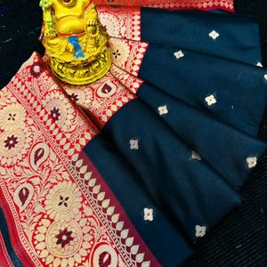 *Lichi silk saree with zari weaving work*
