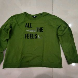 Green Sweatshirt Style Top For Women.