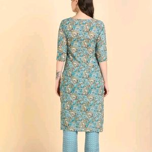 Women Printed Cotton Kurti With Pant