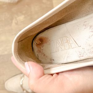 Zara Ecru Loafers Pure Leather