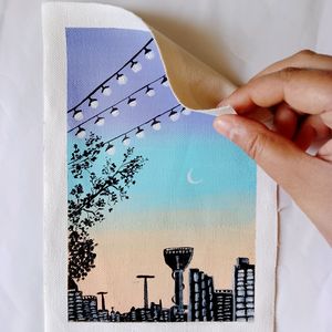 City Lights Acrylic Canvas Sheet (HANDMADE)