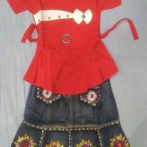Jeans Top For Girls 5-7 Years