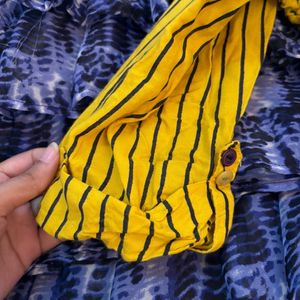 Yellow Straight Striped Kurti