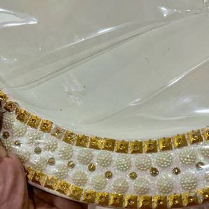 Handicraft White Colored Golden Design Plate