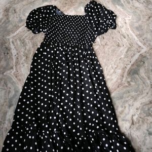 Black White Dotted Gown