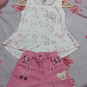 White&pink Westren Dress for 2-4yr Girl Gently Used Pink Skirt Looks Very Nice Comb