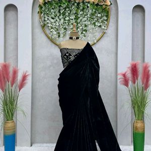 Supper Attractive Black Velvet Saree