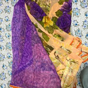 Flowers Print Six Catalog Sarees Combo